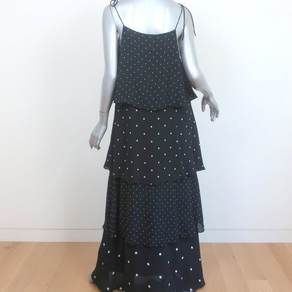 ANINE BING DAISY TIERED MAXI DRESS BLACK & WHITE POLKA DOT CREPE SIZE MEDIUM NEW - Picture 4 of 7